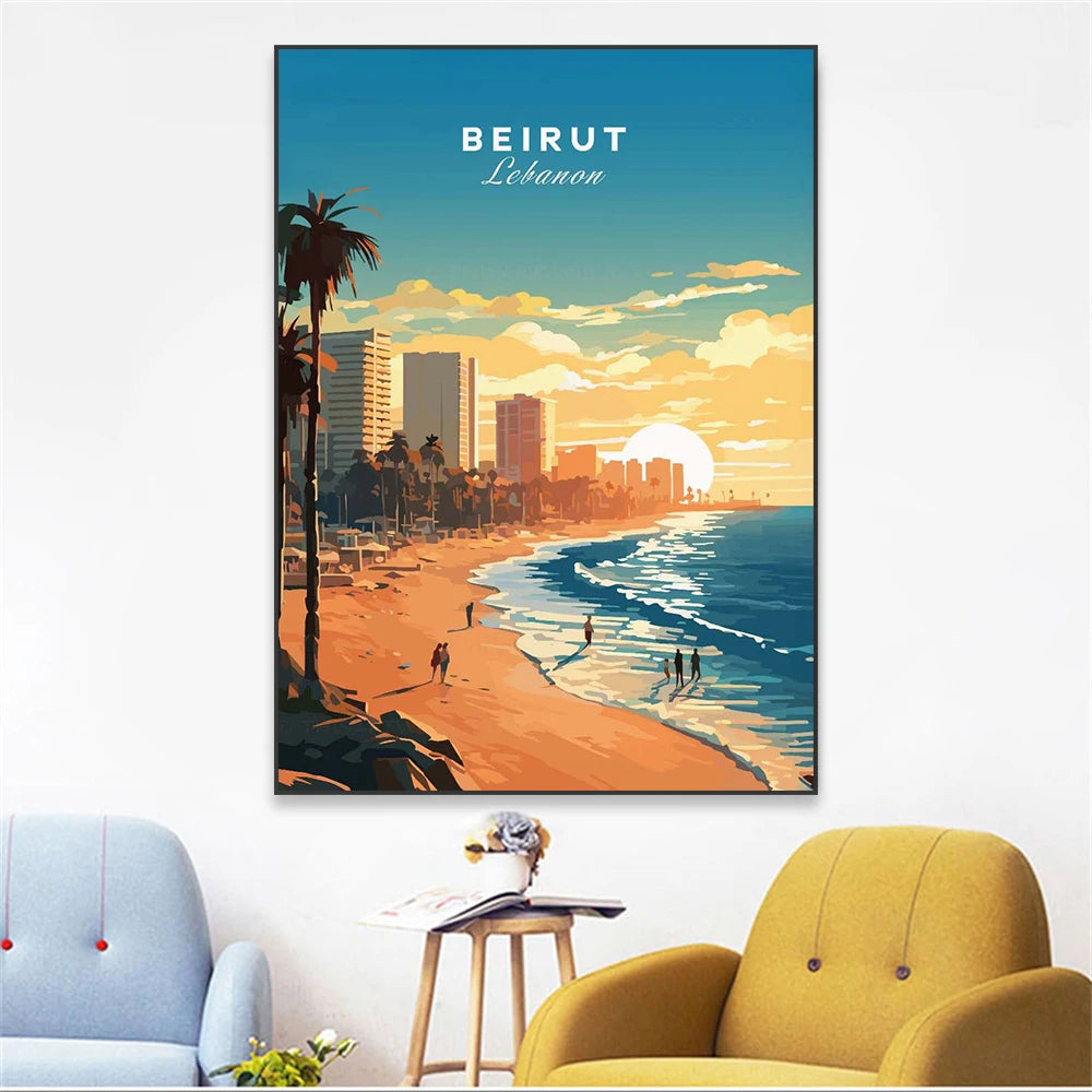 Beirut Sunset Beach Poster - Lebanon Threads